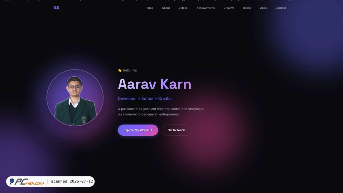 Screenshot of aaravkarn.com