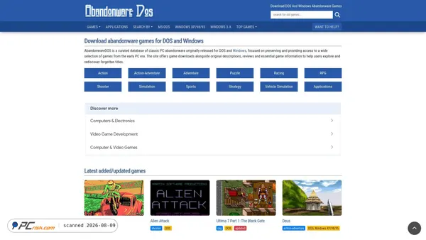 abandonwaredos.com screenshot