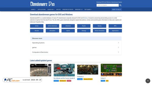 Screenshot van abandonwaredos.com