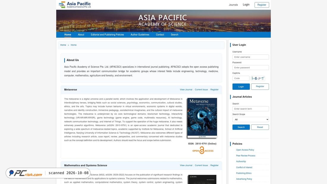 Captura de ecrã de aber.apacsci.com