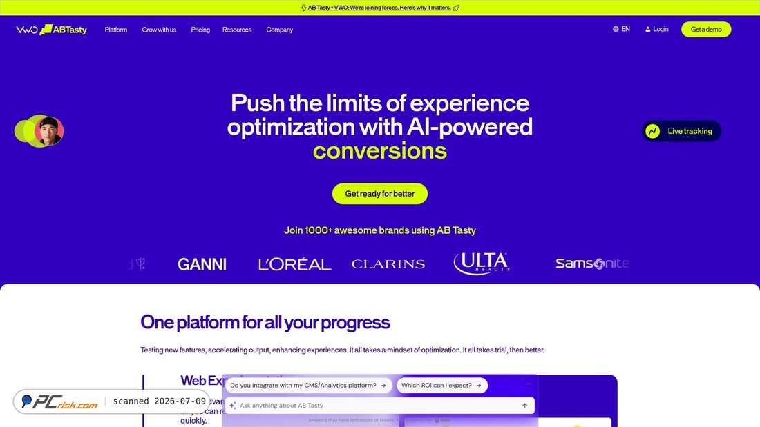 Screenshot of abtasty.com