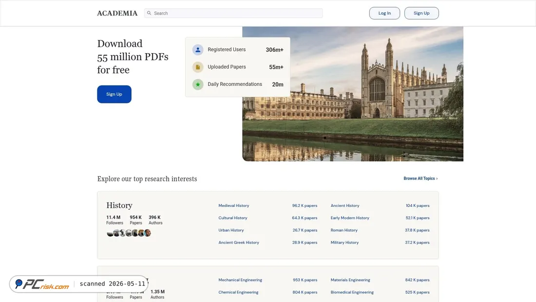 Screenshot of academia.edu