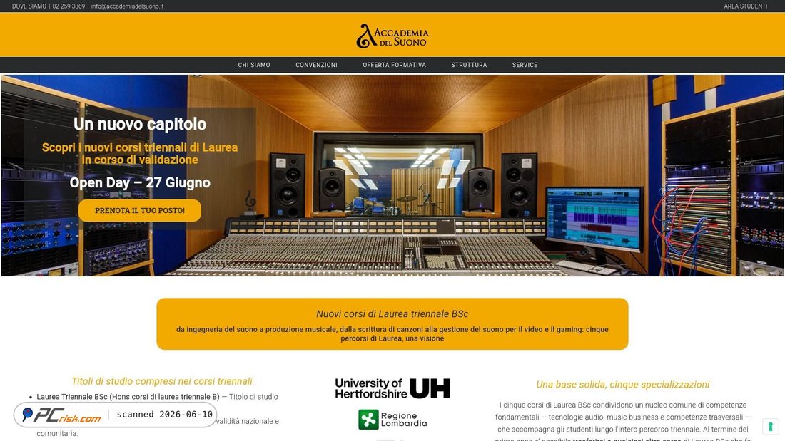 Screenshot of accademiadelsuono.it