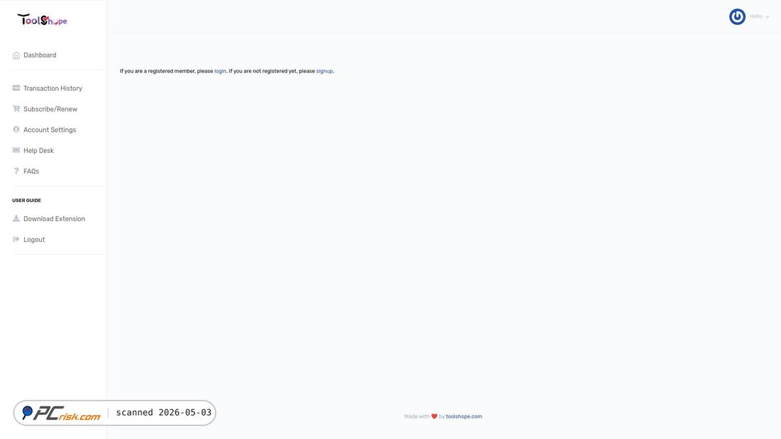 Screenshot von access.toolshope.com