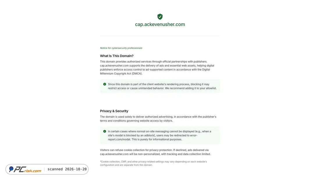 Screenshot of ackevenusher.com