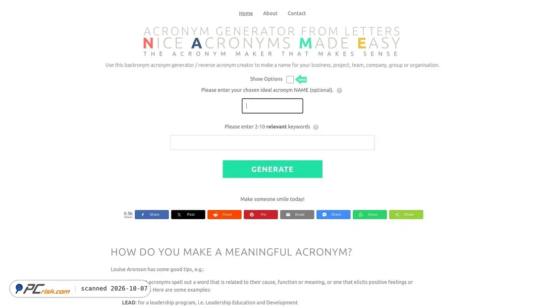 Captura de pantalla de acronymgenerator.net