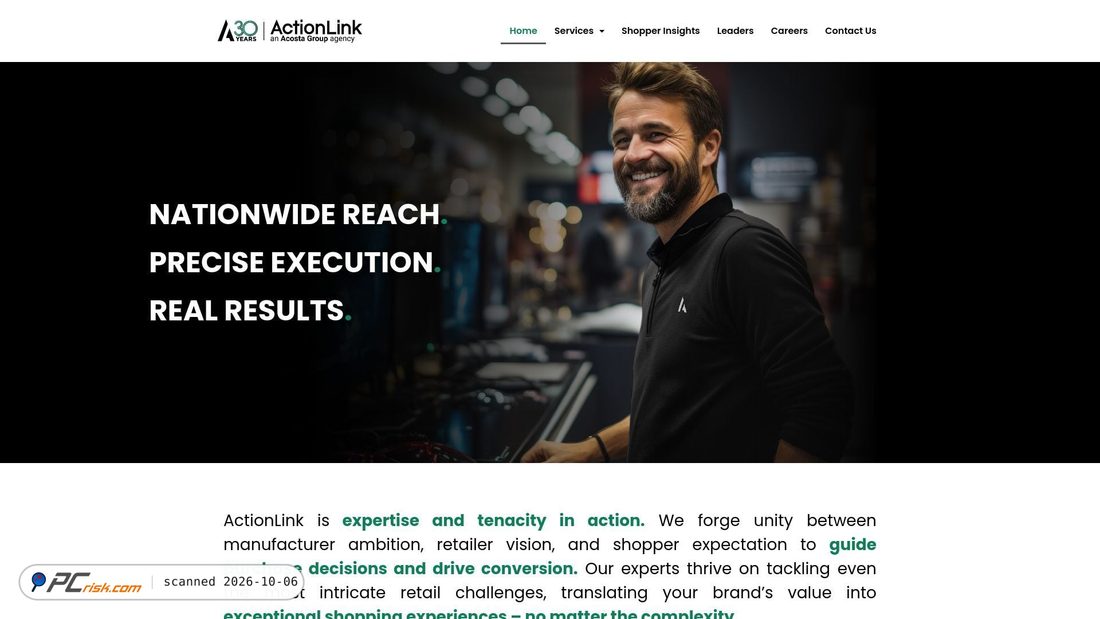 Captura de ecrã de actionlink.com