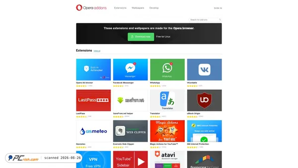 addons.opera.com screenshot