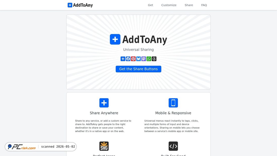 Screenshot von addtoany.com