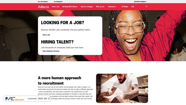 Captura de ecrã de adecco.com