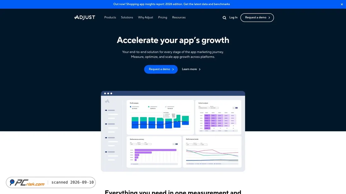Screenshot von adjust.com