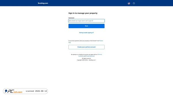 admin.booking.com screenshot