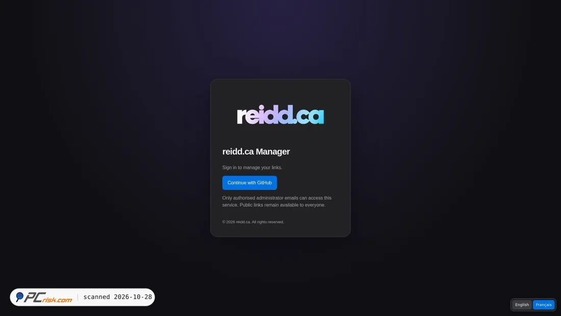 Screenshot von admin.reidd.ca