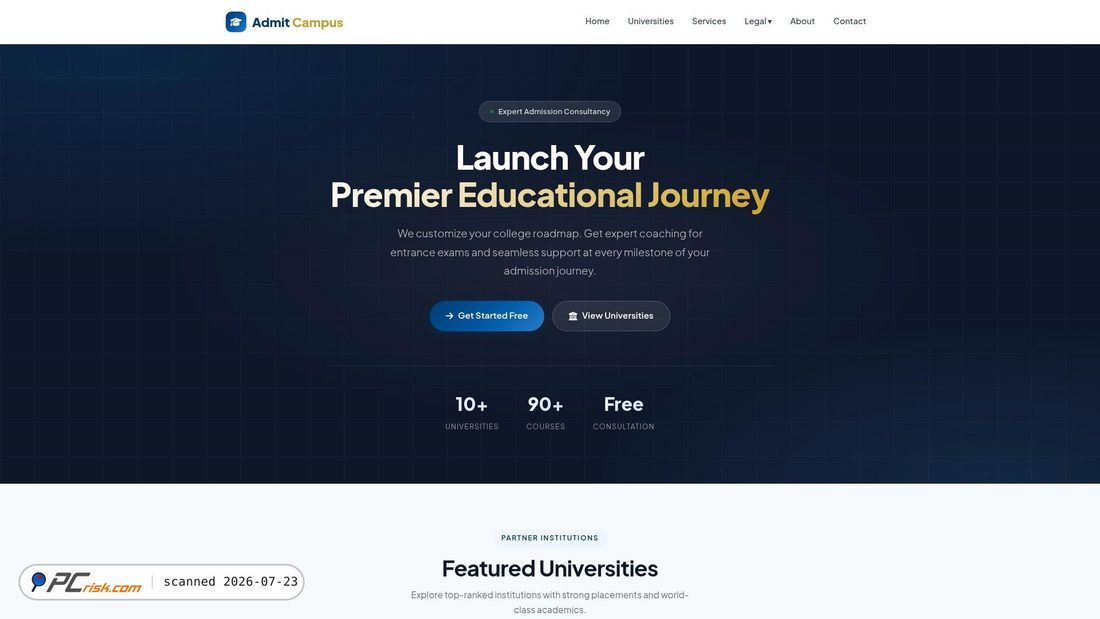 Screenshot of admitcampus.in