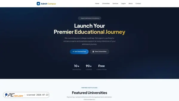 admitcampus.in screenshot