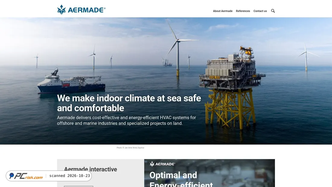 Captura de ecrã de aermade.no
