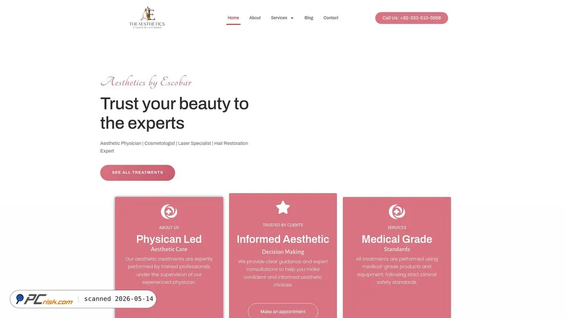 Screenshot von aestheticsstudiobyescobar.com