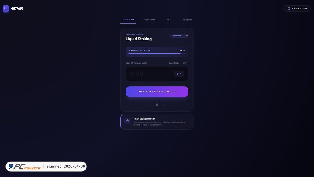 Screenshot of aether-stakes.pages.dev