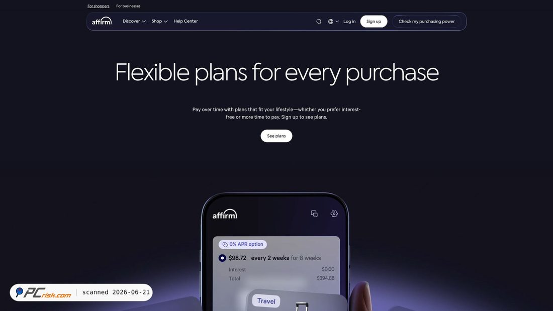 Screenshot of affirm.com