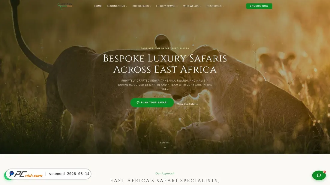 Screenshot of africantrailsexpeditions.com