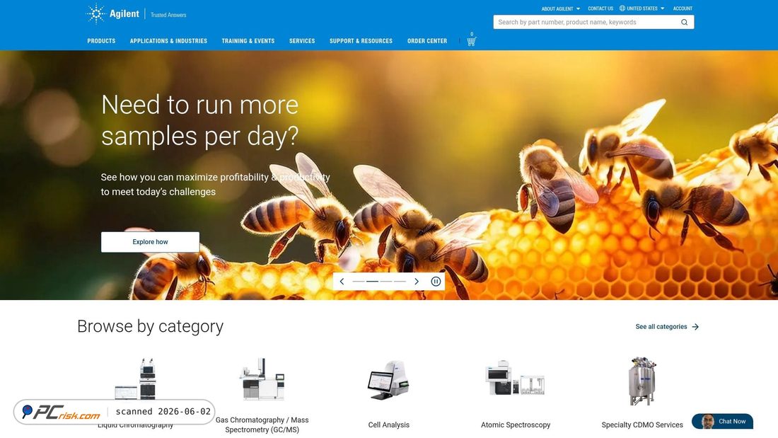 Screenshot of agilent.com