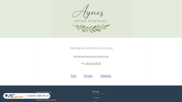 agnesprivatsygepleje.dk screenshot