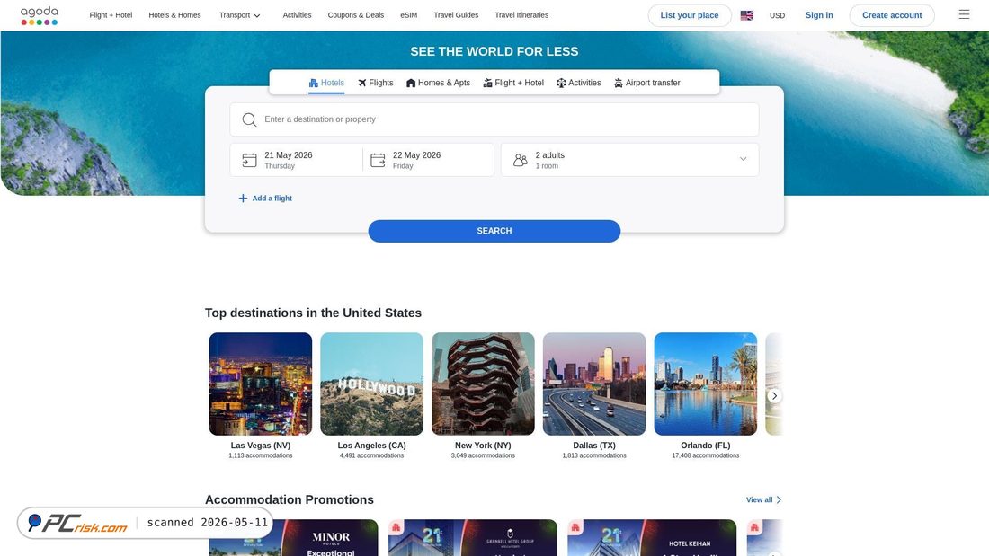 Screenshot von agoda.com