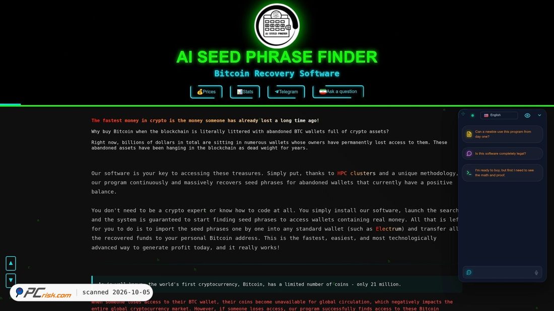 Captura de ecrã de ai-seedfinder.com