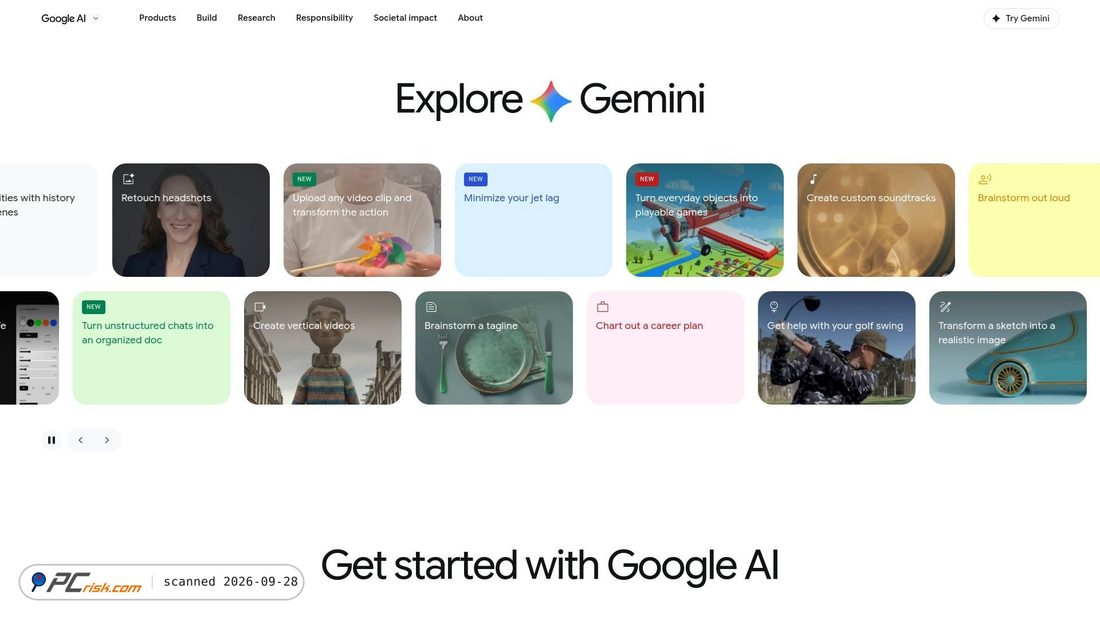 Captura de ecrã de ai.google
