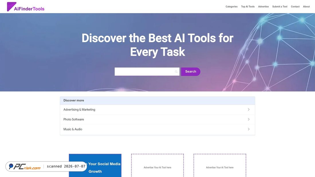 Screenshot of aifindertools.com