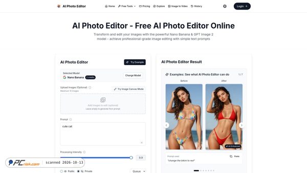 Screenshot di aiphotoeditor.ai