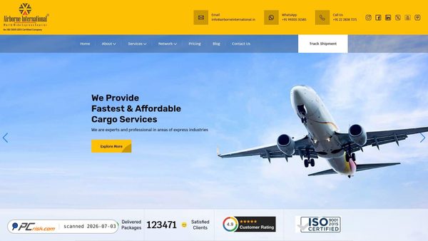 airborneinternational.in screenshot