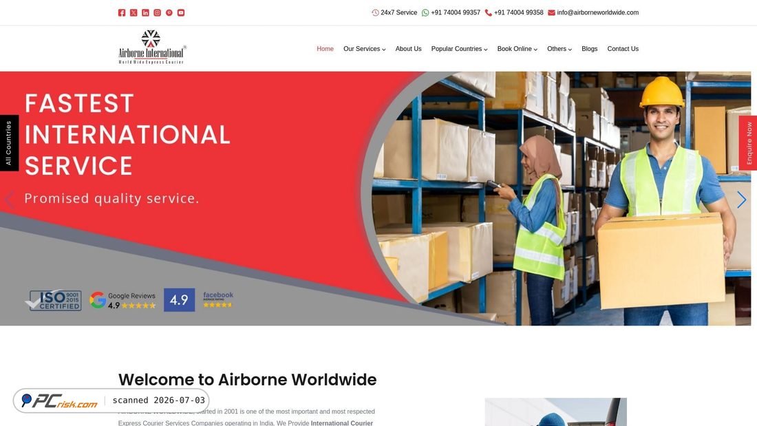 Screenshot of airborneworldwide.com