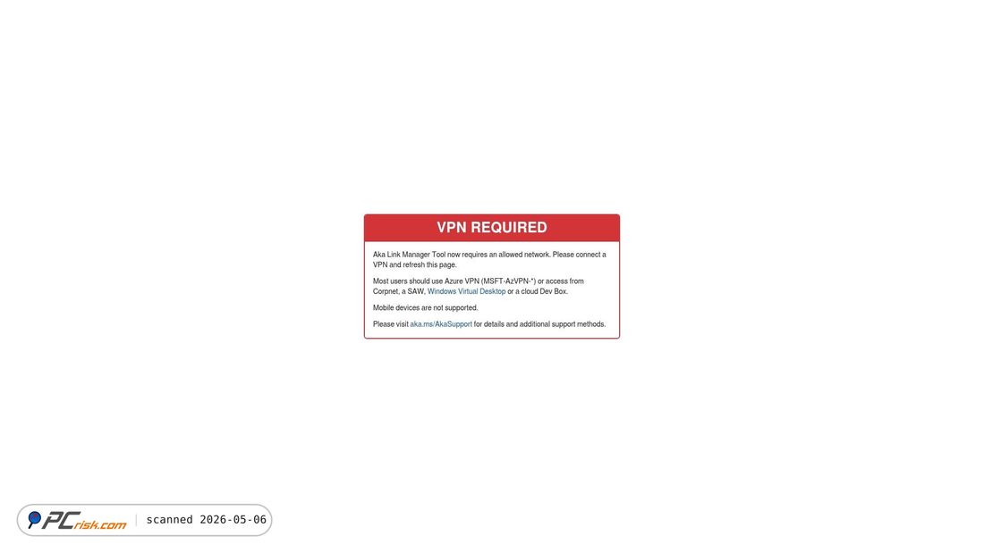 Screenshot of aka.ms