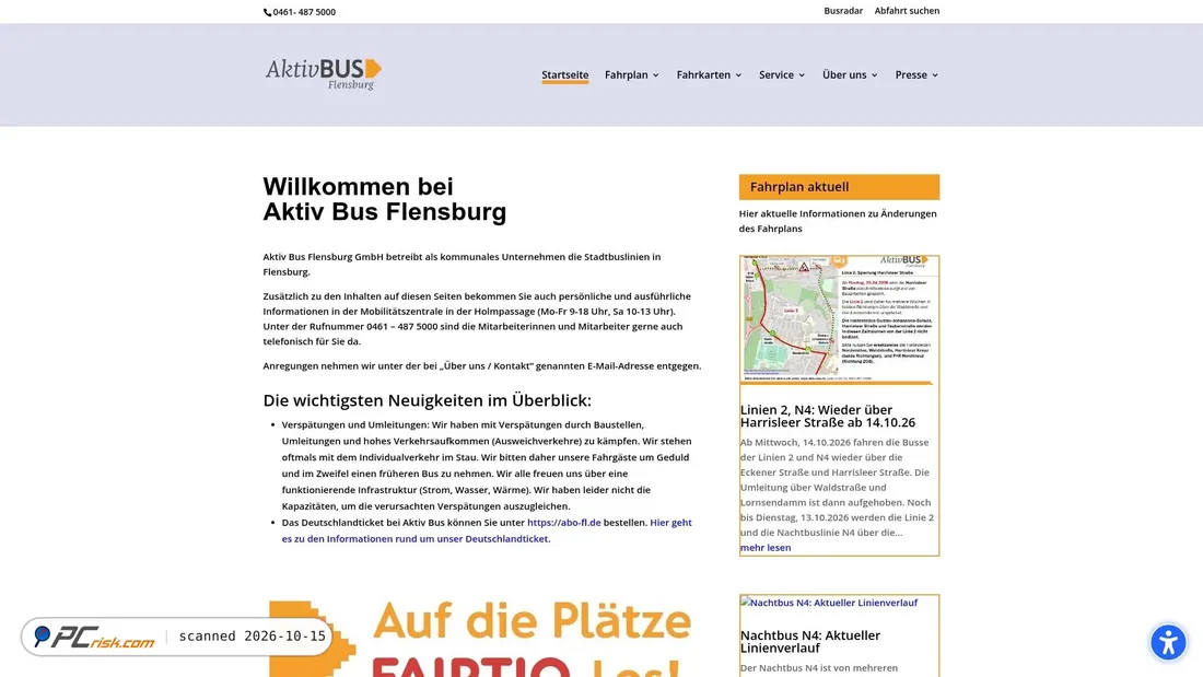 Captura de ecrã de aktivbus-flensburg.de