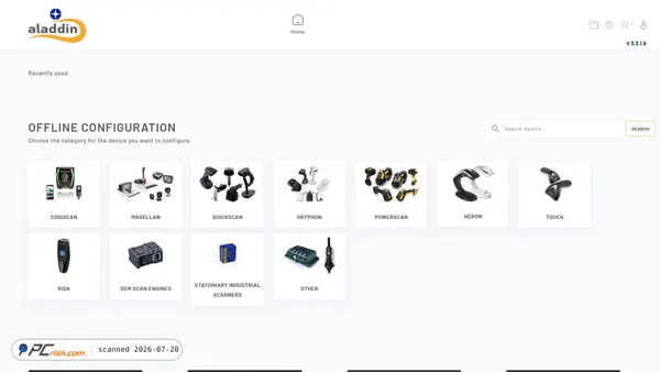 aladdin.datalogic.com screenshot