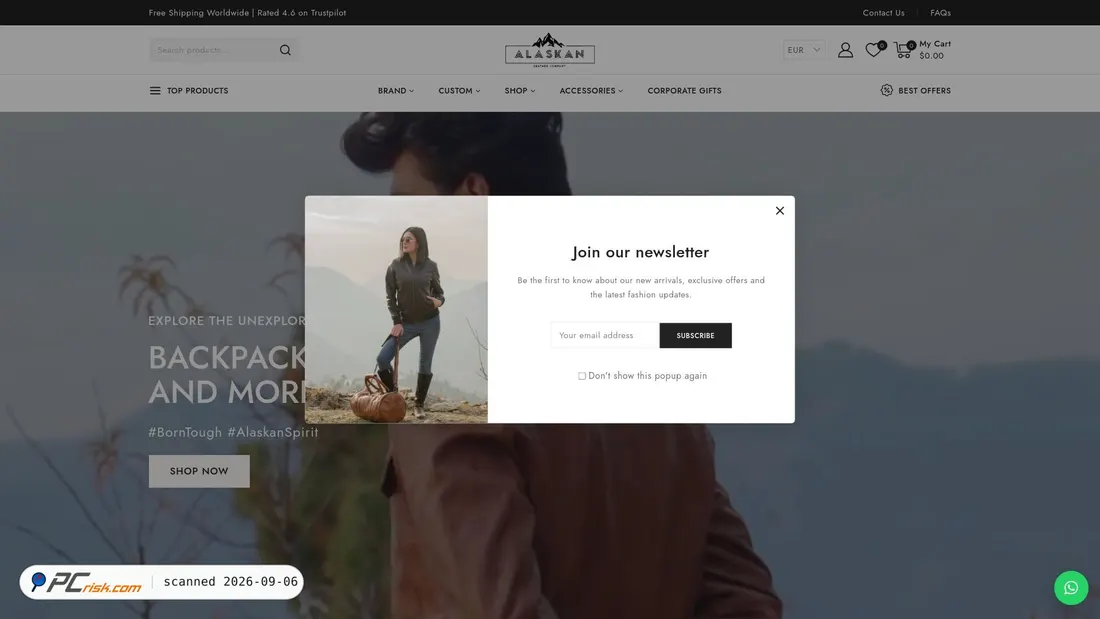 Screenshot di alaskanleathercompany.com