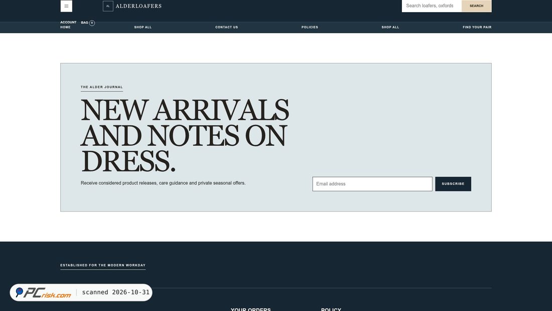 Screenshot von alderloafers.us
