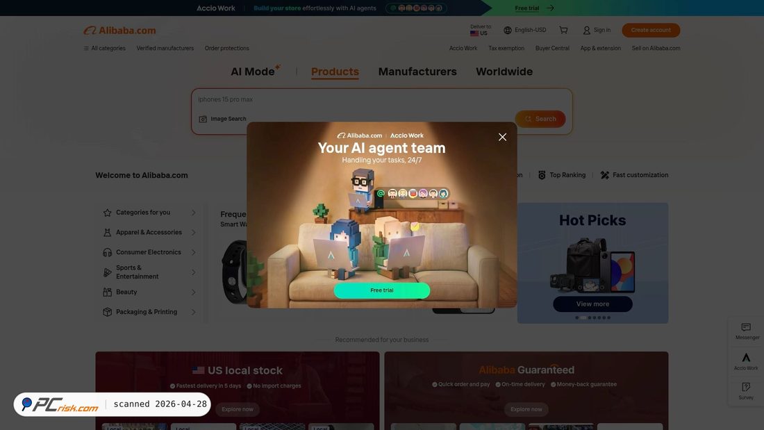 Screenshot von alibaba.com