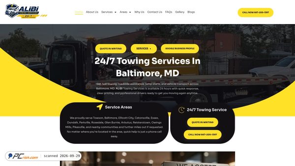 Screenshot van alibitowingservices.com