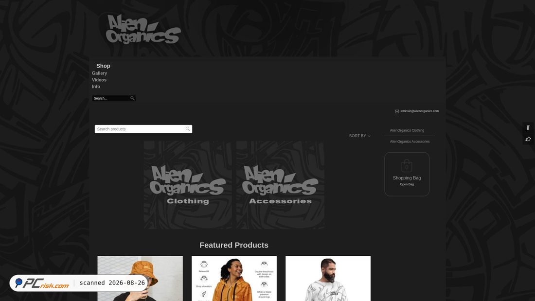 Screenshot of alienorganics.com