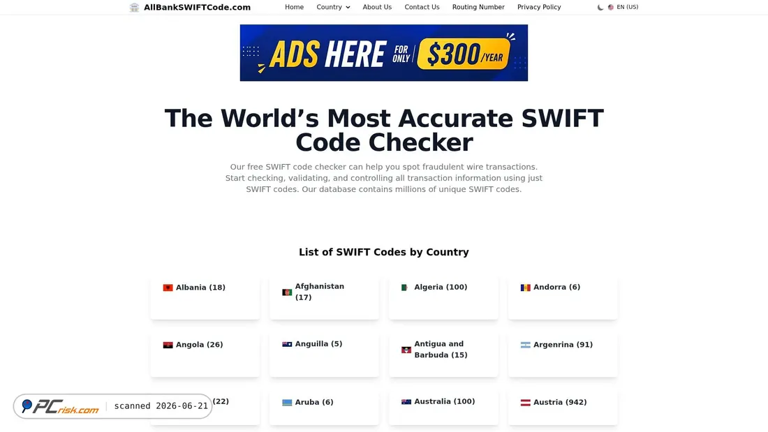 Screenshot of allbankswiftcode.com