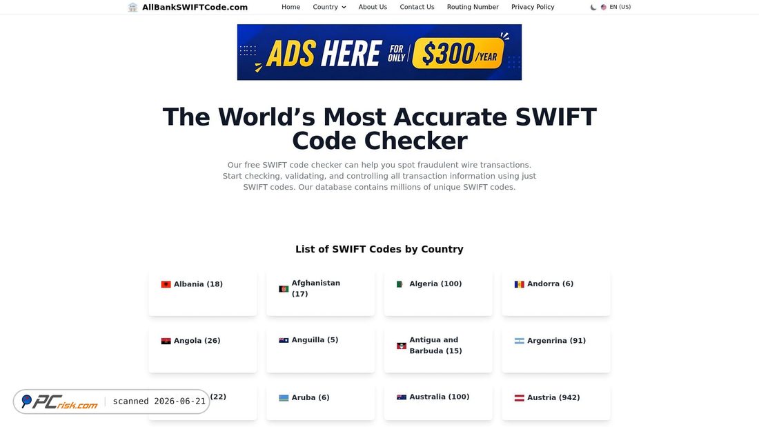 Screenshot di allbankswiftcode.com