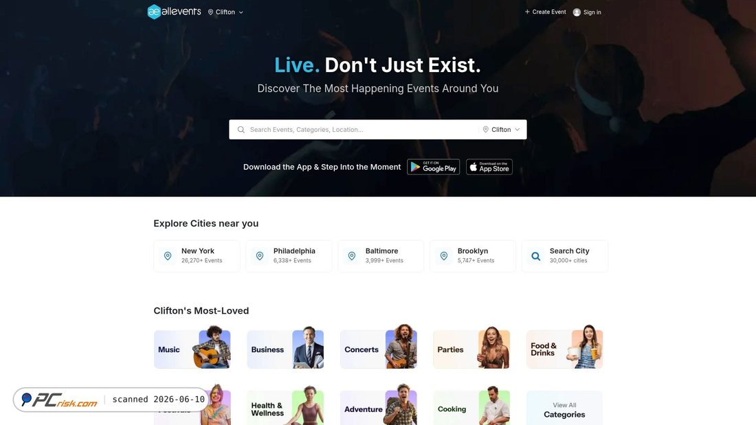 Screenshot of allevents.in