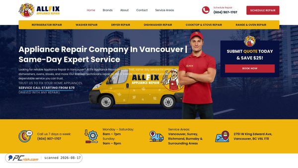 allfixappliancerepair.ca screenshot