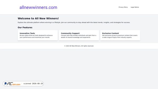 Screenshot di allnewwinners.com