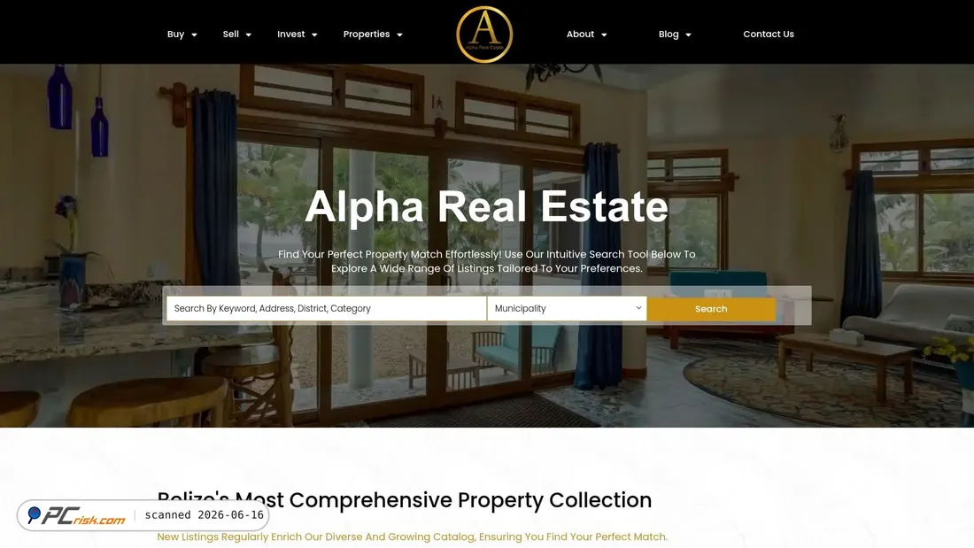 Screenshot di alpharealestatebelize.com