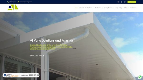 alpsawnings.co.za screenshot