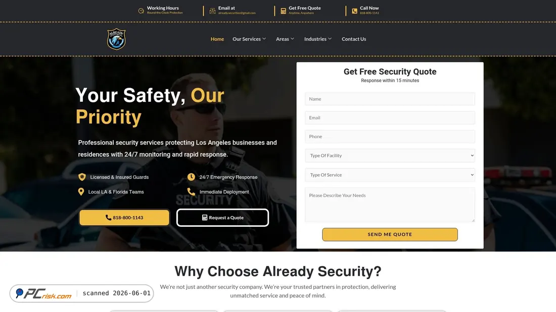 Screenshot von alreadysecurity.com