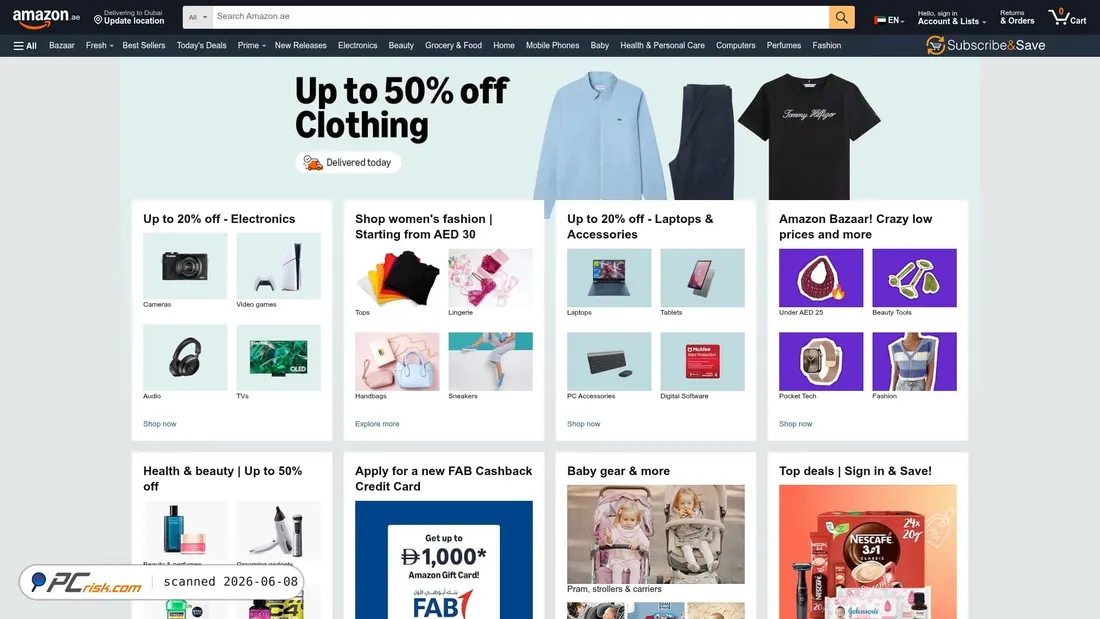 Screenshot of amazon.ae